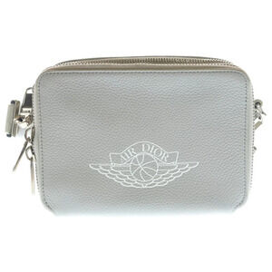 Christian Dior Air Wings Messenger Bag Shoulder Gray Leather